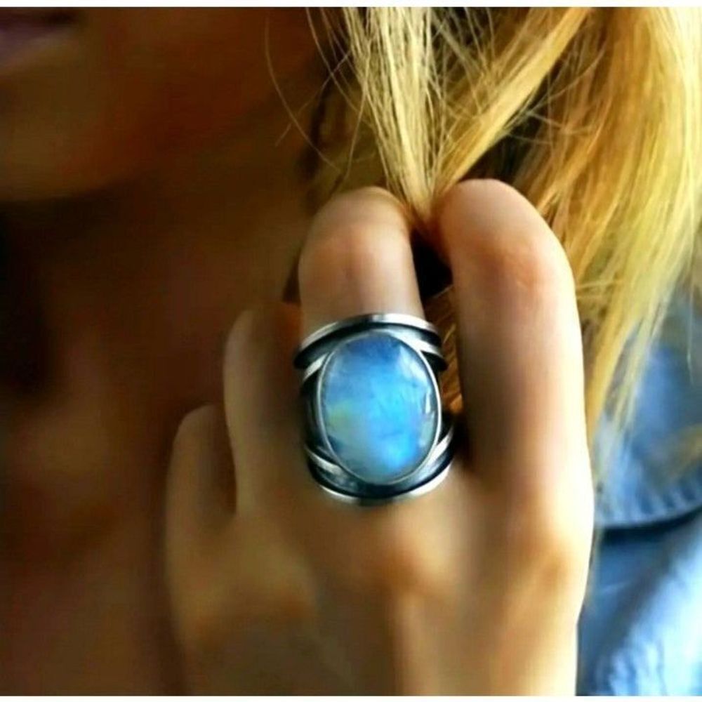 Boho unisex moonstone ring